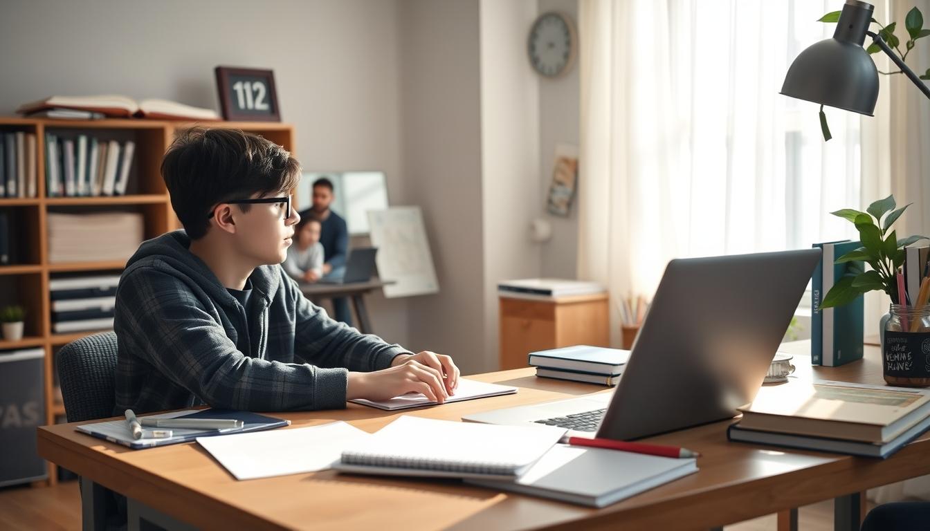 Students studying together in modern classroom